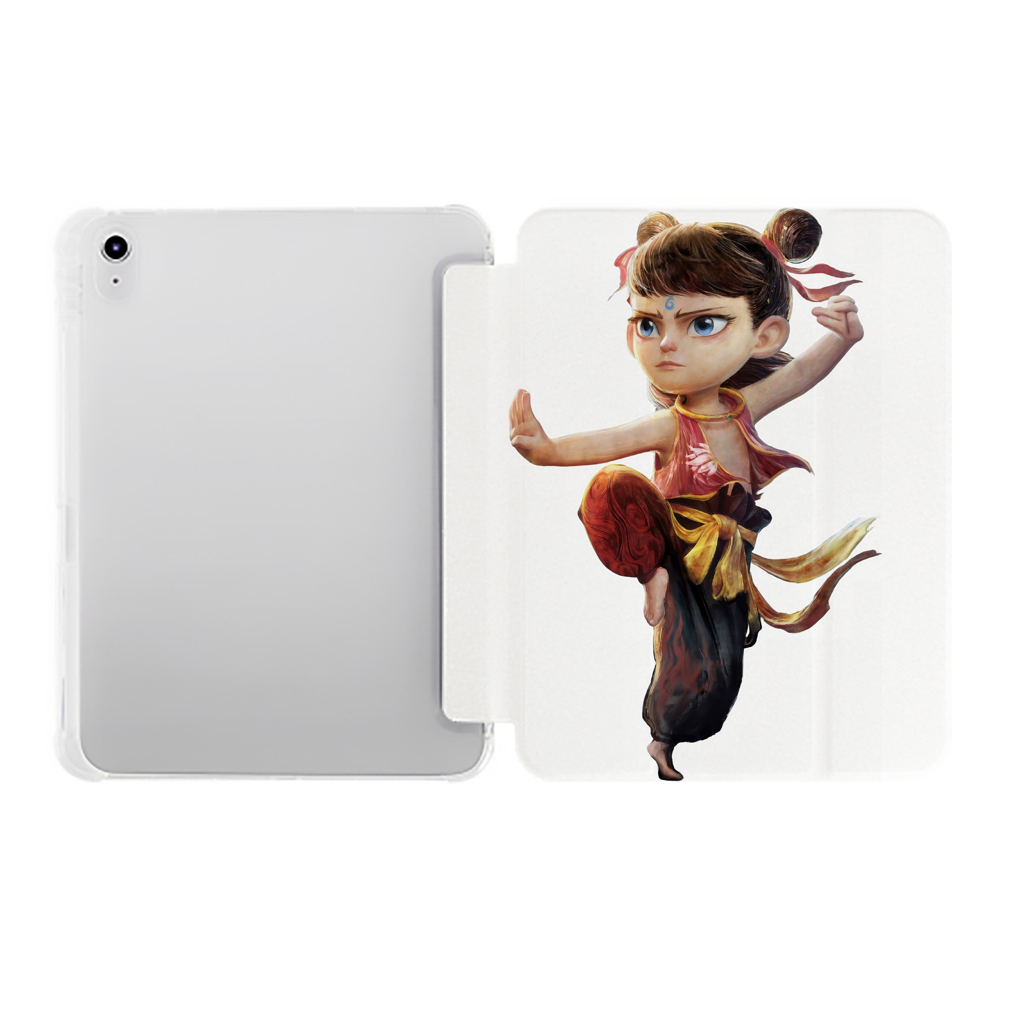 （画像用） Ne Zha 2 ナタ 魔童の大暴れ IPad ケース ペン収納付き 三つ折りスタンド PUレザー×シリコン 対応機種9.5/10.5/10.9インチ